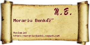 Morariu Benkő névjegykártya